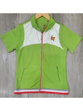 SGF Womens Green Short Sleeve Zip Mock Neck UPF 50 Golf Shirt  S Number 67 #12